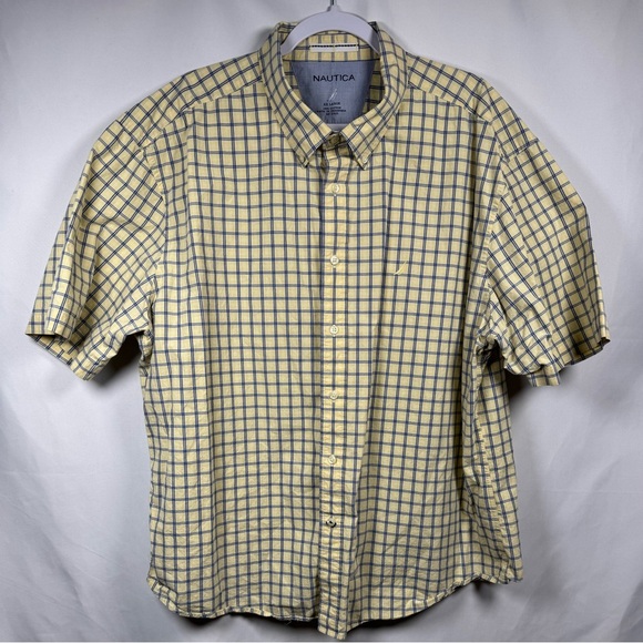 Nautica Yellow and Blue Casual Button Down Shirt XXL - Picture 1 of 5